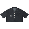 TIWBG LOVE YA BOXY BUTTON UP CROPPED TEE