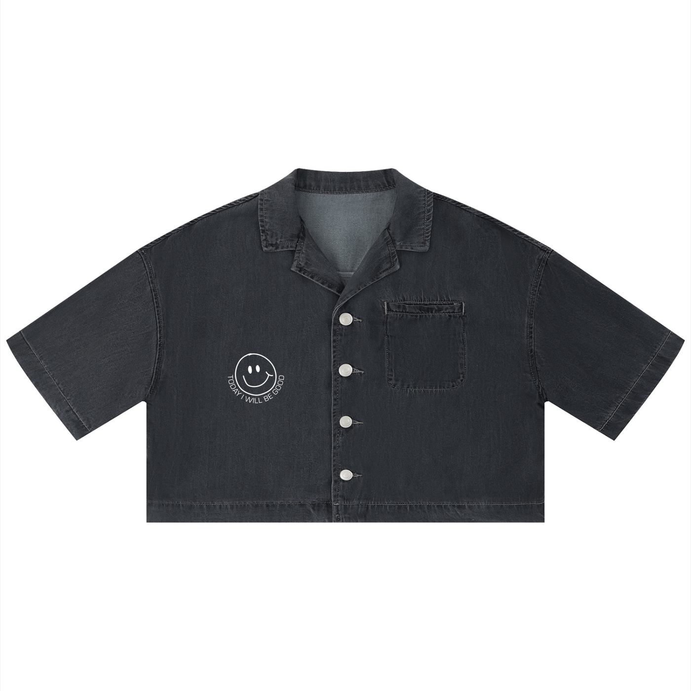 TIWBG LOVE YA BOXY BUTTON UP CROPPED TEE