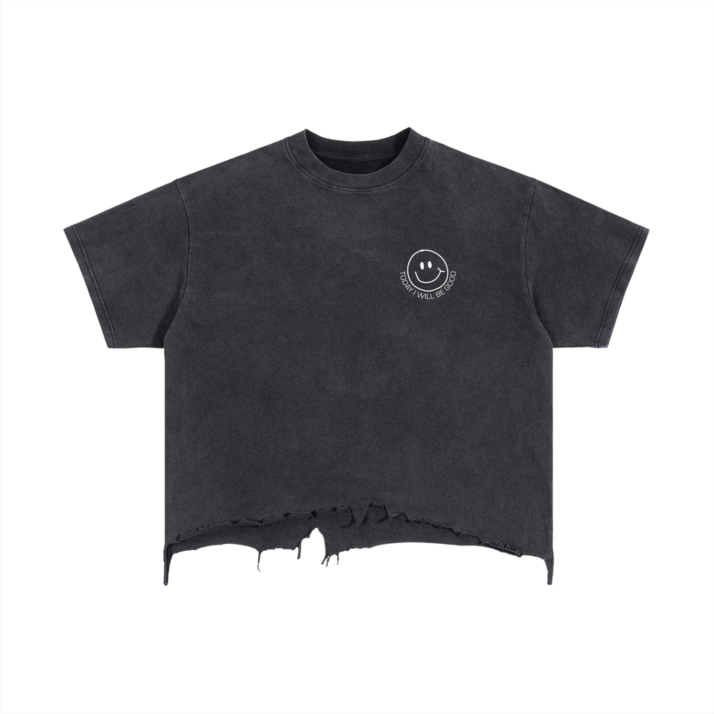 TODAY I WILL BE GOOD BOXY CROPPED TEE
