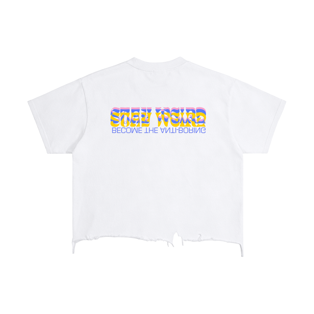STAY WEIRD BOXY CROPPED TEE