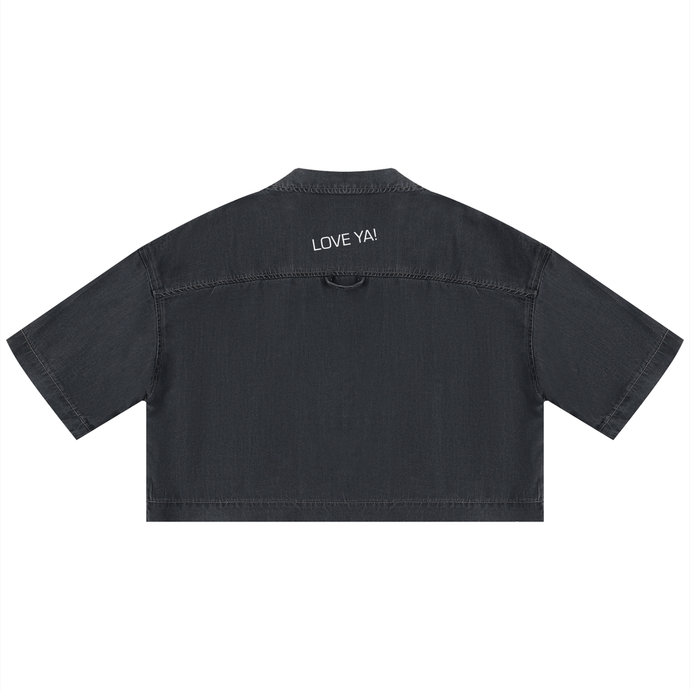 TIWBG LOVE YA BOXY BUTTON UP CROPPED TEE